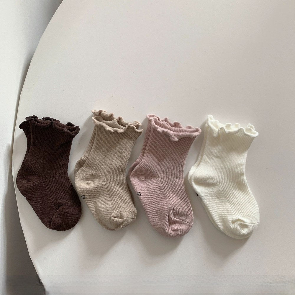 Baby Kids Girls Plain Socks