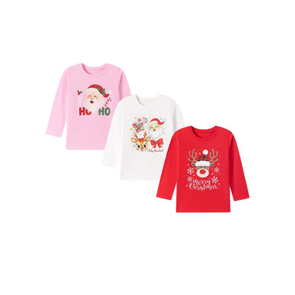 Baby Kids Girls Christmas Cartoon Pattern Long Sleeves Top