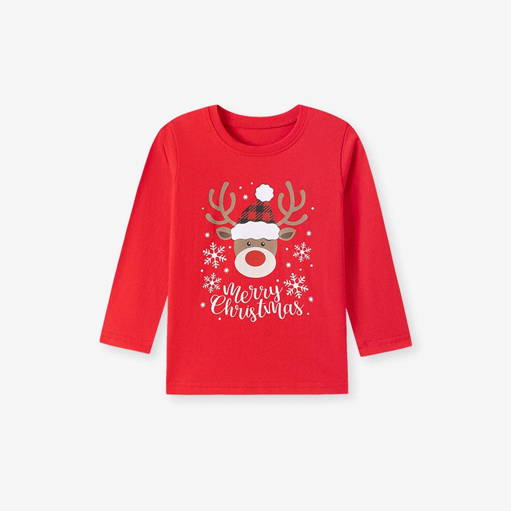 Baby Kids Girls Christmas Cartoon Pattern Long Sleeves Top