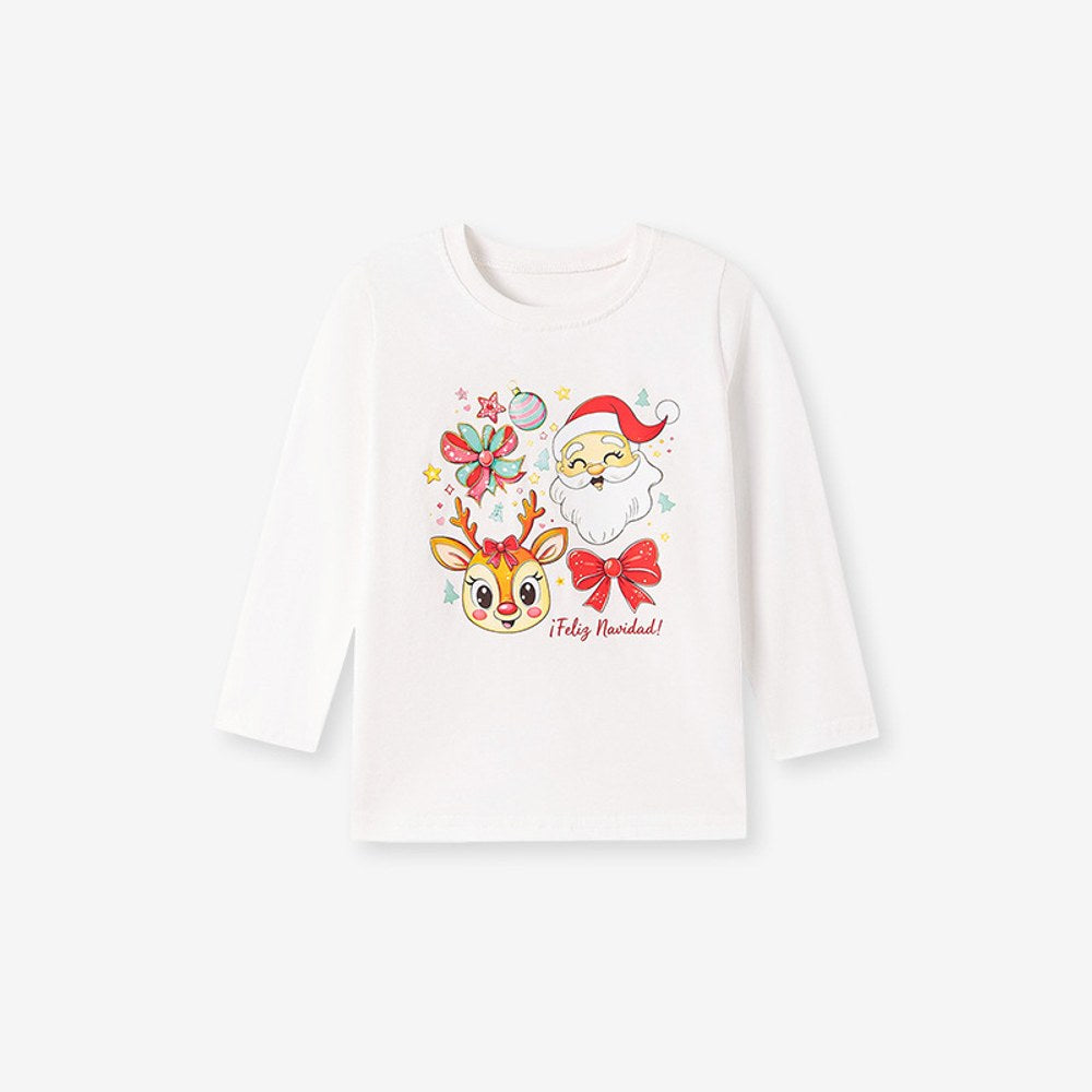 Baby Kids Girls Christmas Cartoon Pattern Long Sleeves Top
