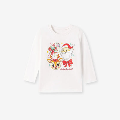 Baby Kids Girls Christmas Cartoon Pattern Long Sleeves Top