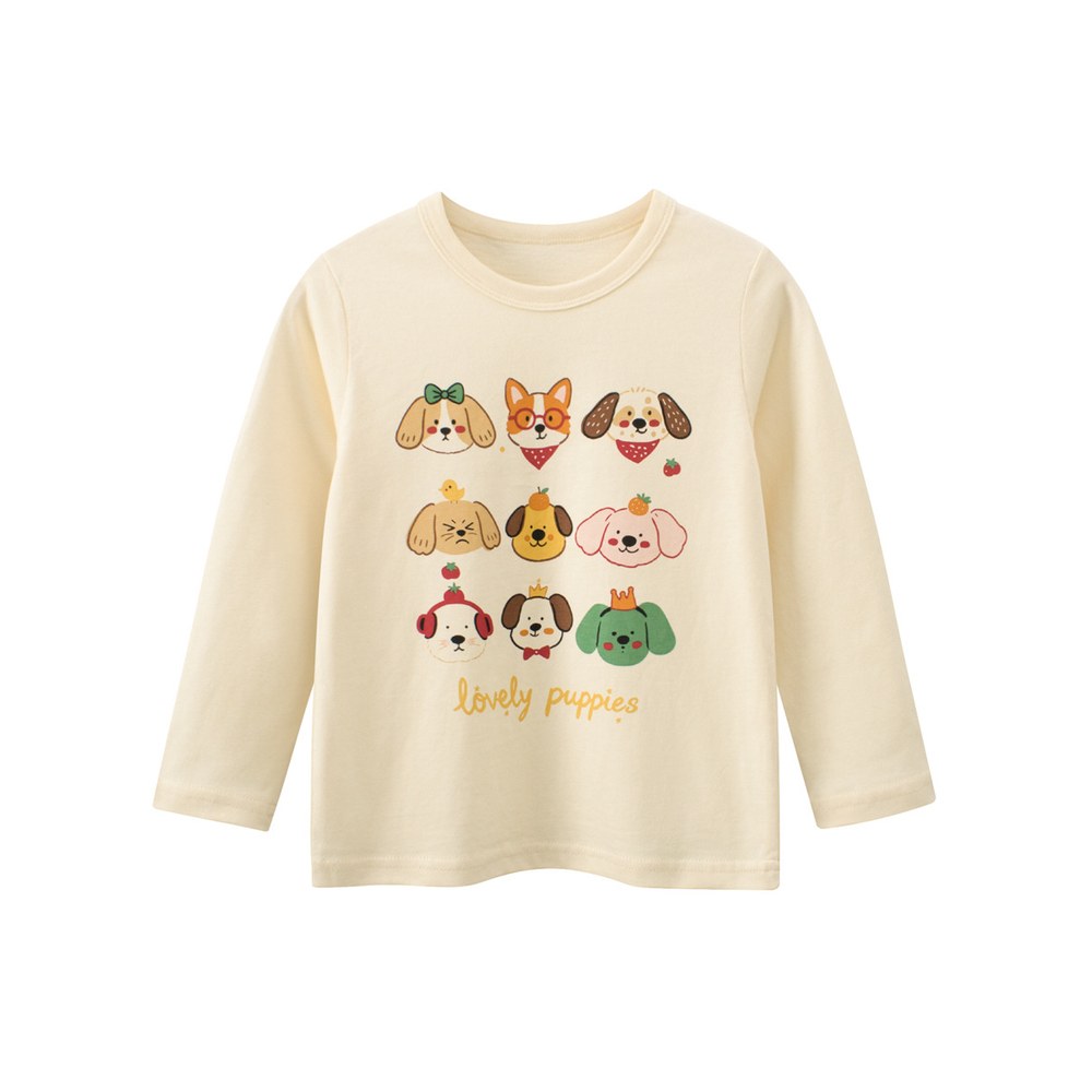Kids Girls Cartoon and Letters Print Crew Neck Long Sleeves Top
