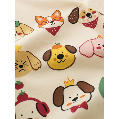 Kids Girls Cartoon and Letters Print Crew Neck Long Sleeves Top