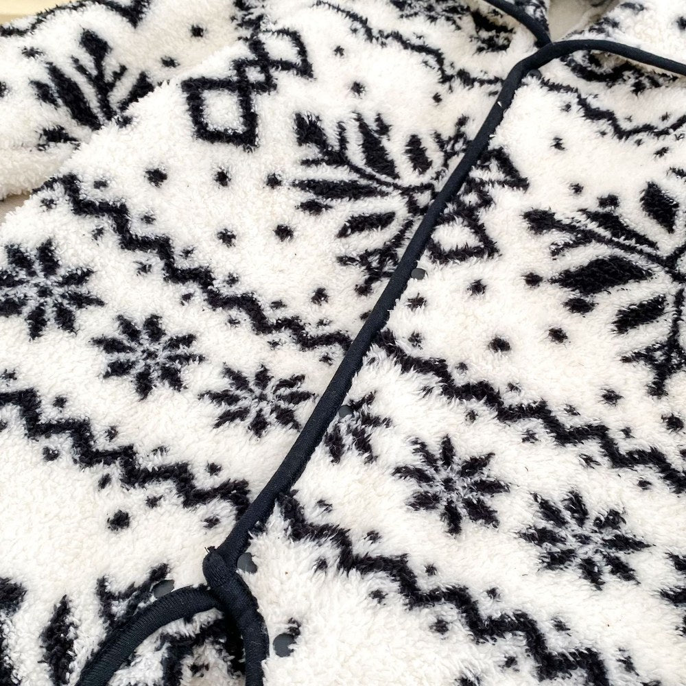 Baby Long Sleeves Vintage Snowflake Pattern Fluffy Warm Rompers