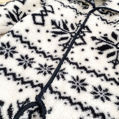 Baby Long Sleeves Vintage Snowflake Pattern Fluffy Warm Rompers