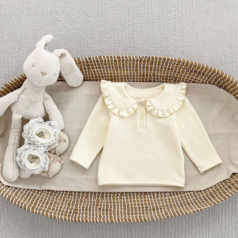 Baby Kids Girls Long Sleeves Apricot Top and Fluffy Sleeveless Rompers 2-Piece Clothing Set