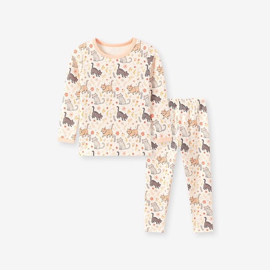 Baby Kids Girls Cartoon Pattern Long Sleeves Top and Pants 2-piece Clothing Set