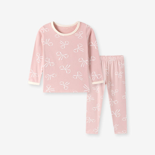 Baby Kids Girls Butterfly-bows Pattern Long Sleeves Top and Pants 2-piece Clothing Set