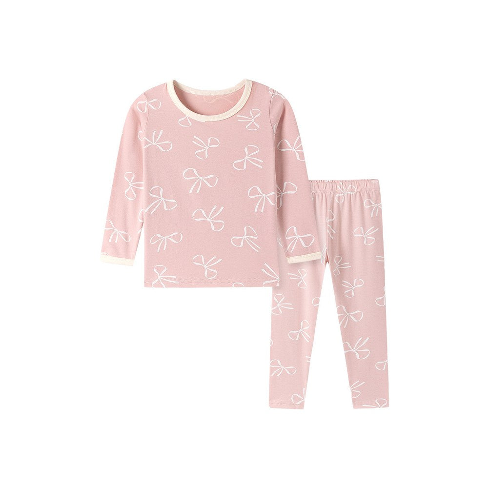 Baby Kids Girls Butterfly-bows Pattern Long Sleeves Top and Pants 2-piece Clothing Set