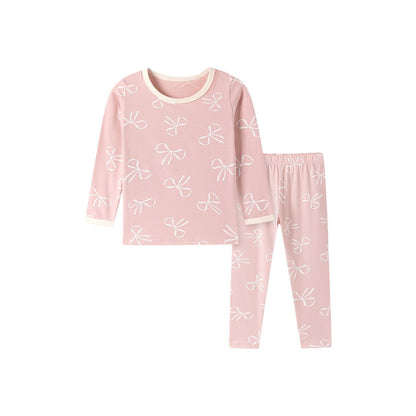 Baby Kids Girls Butterfly-bows Pattern Long Sleeves Top and Pants 2-piece Clothing Set