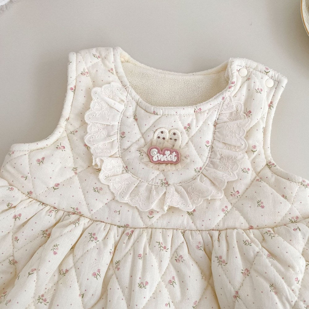 Baby Kids Girls Floral Sleeveless Wear-Outside Dress Vest