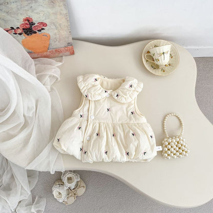 Baby Kids Girls Long Sleeves Plain Top, Floral Sleeveless Dress and Pants 3-Piece Clothing Set