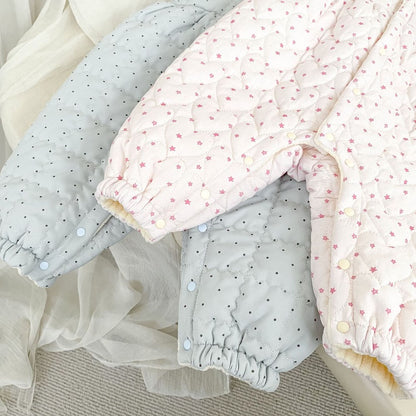 Baby Kids Girls Long Sleeves Ruffle Collar Top and Cotton-Padded Sleeveless Rompers 2-Piece Clothing Set