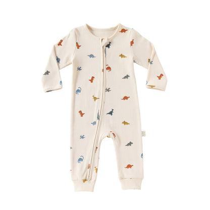 Baby Kids Unisex Long Sleeves Cartoon Pattern Zip-up Rompers