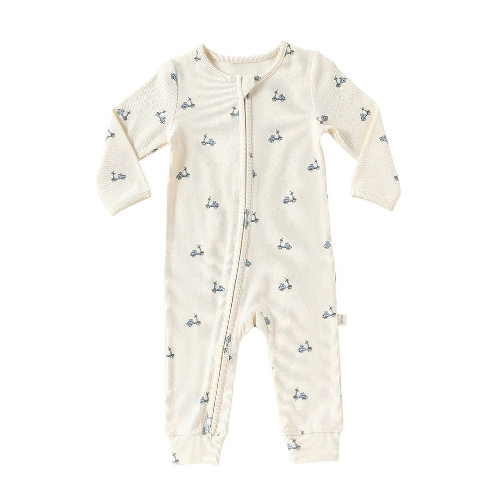 Baby Kids Unisex Long Sleeves Cartoon Pattern Zip-up Rompers