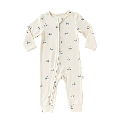 Baby Kids Unisex Long Sleeves Cartoon Pattern Zip-up Rompers