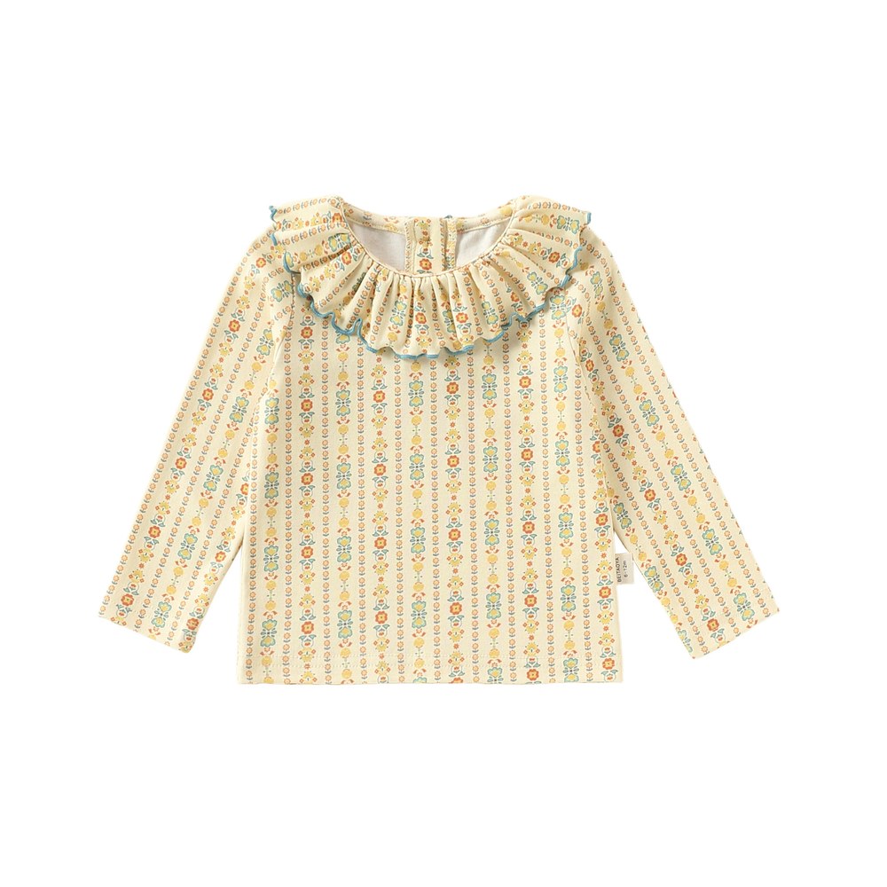 Girls Ruffle Collar Long Sleeve Floral Top