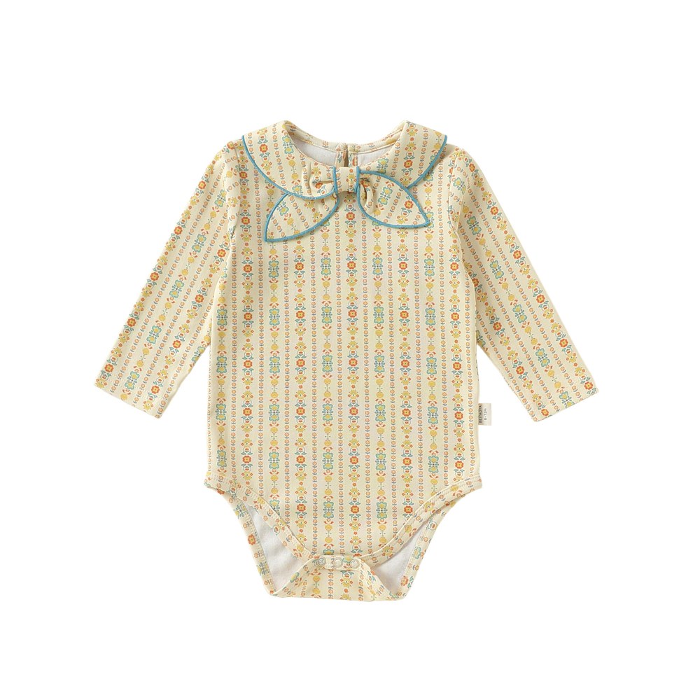 Baby Kids Girls Princess Long Sleeves Flowers Pattern Bodysuit