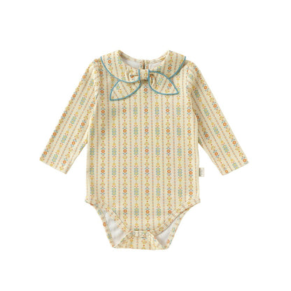 Baby Kids Girls Princess Long Sleeves Flowers Pattern Bodysuit