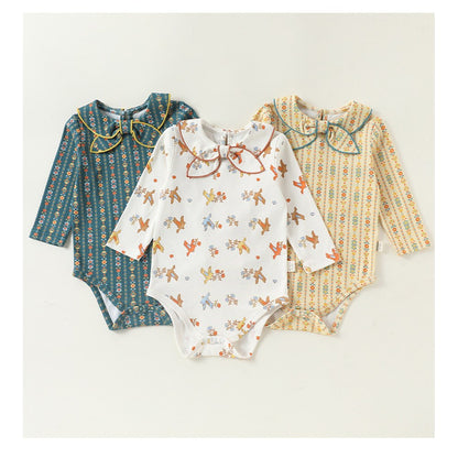 Baby Kids Girls Princess Long Sleeves Flowers Pattern Bodysuit