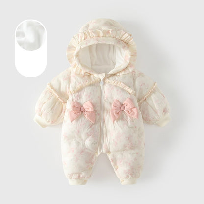 Baby Girls Floral Cotton-Padded Romper