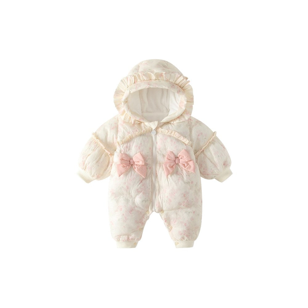 Baby Girls Floral Cotton-Padded Romper