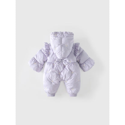 Baby Girls Purple Cotton-Padded Romper