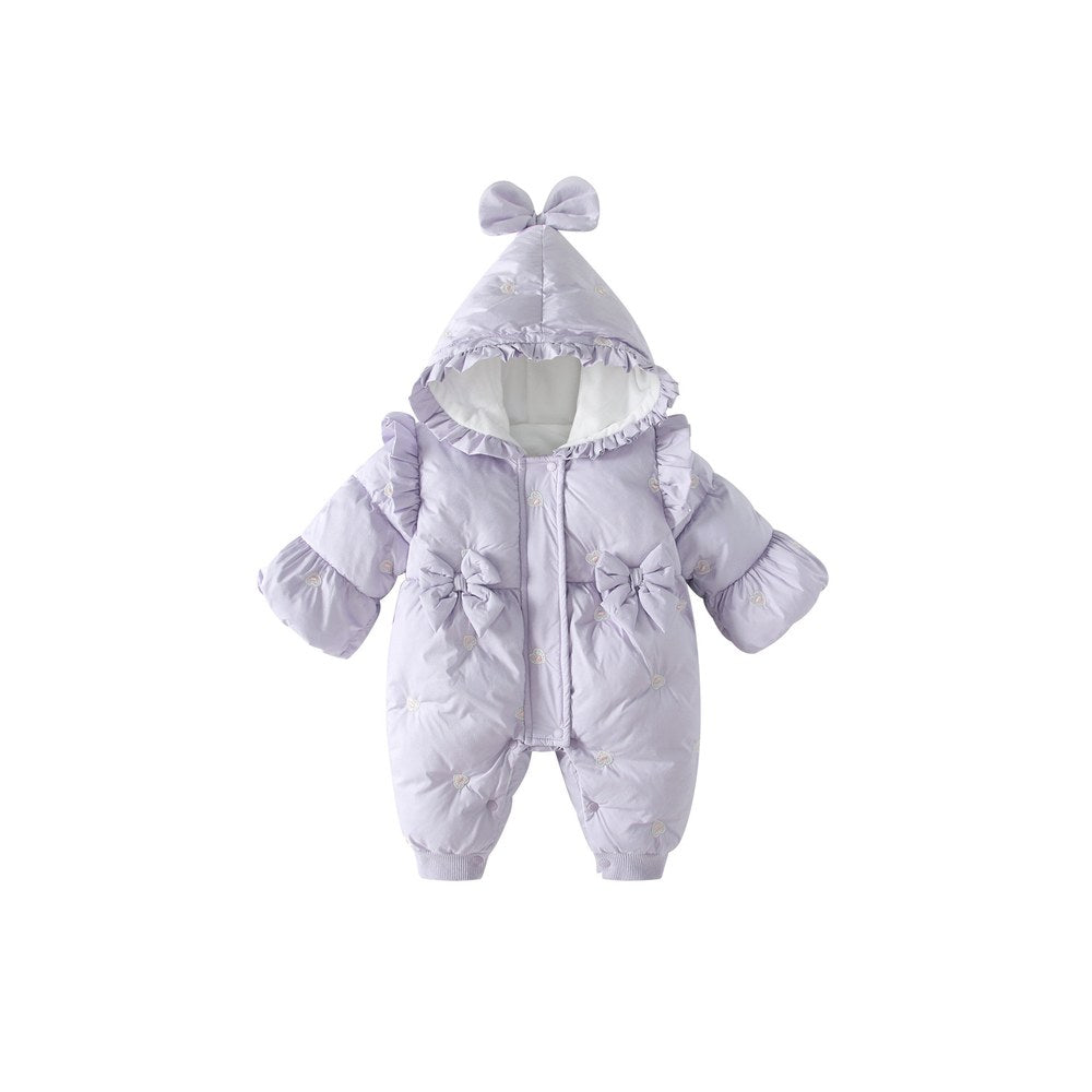 Baby Girls Purple Cotton-Padded Romper