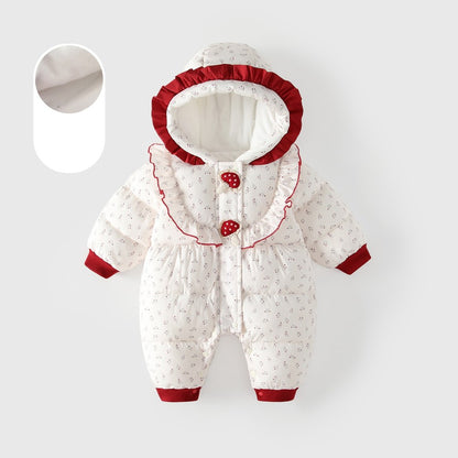 Baby Girls Floral Cotton-Padded Romper