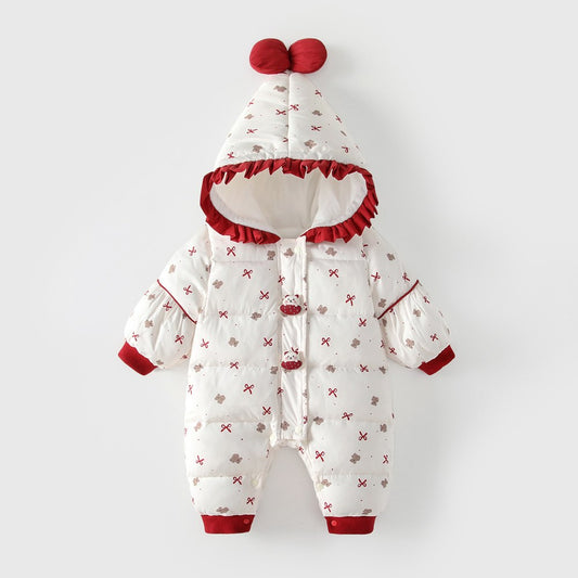 Baby Girls Cartoon Pattern Cotton-Padded Romper