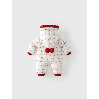 Baby Girls Cartoon Pattern Cotton-Padded Romper