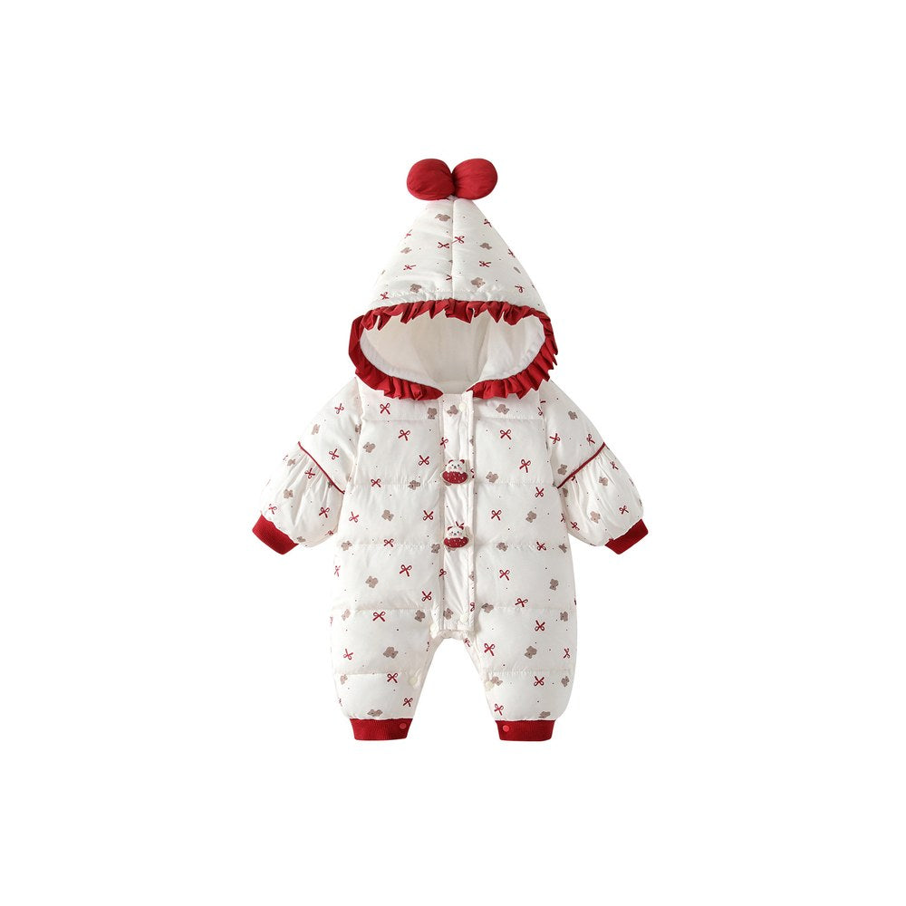 Baby Girls Cartoon Pattern Cotton-Padded Romper