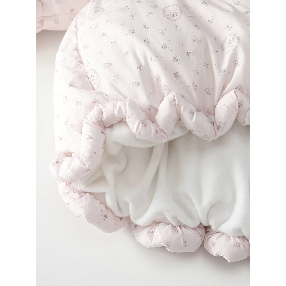 Girls' Butterfly-bows Decorated Floral Cotton-Padded Zip-up Coat
