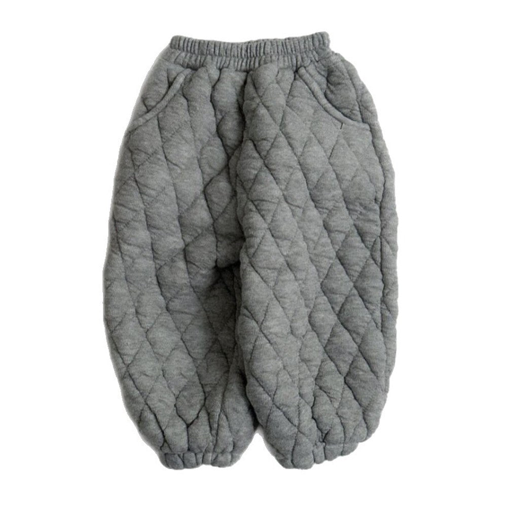 Plain Argyle Pattern Cotton-Padded Pants for Kids