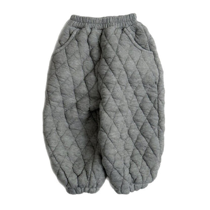 Plain Argyle Pattern Cotton-Padded Pants for Kids