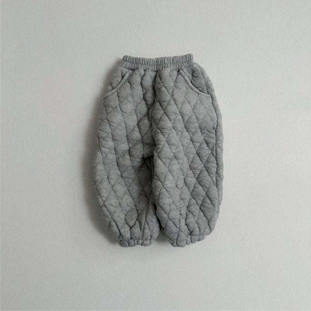 Plain Argyle Pattern Cotton-Padded Pants for Kids
