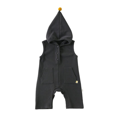 Baby Kids Unisex Sleeveless Plain Hooded Rompers