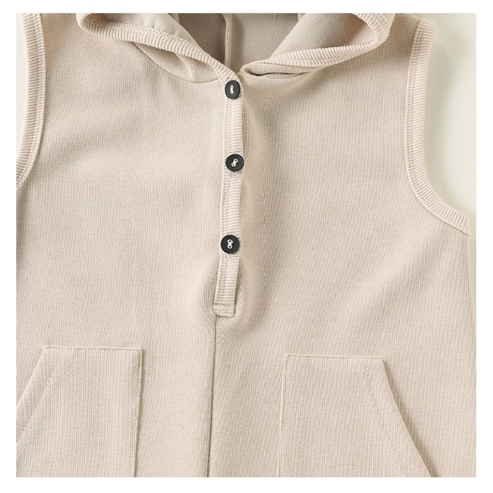 Baby Kids Unisex Sleeveless Plain Hooded Rompers