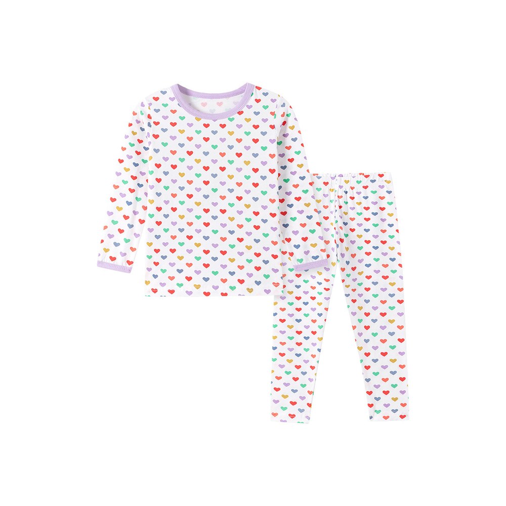 Baby Kids Girls Colorful Hearts Pattern Long Sleeves Top and Pants 2-piece Clothing Set