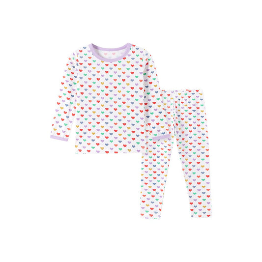 Baby Kids Girls Colorful Hearts Pattern Long Sleeves Top and Pants 2-piece Clothing Set