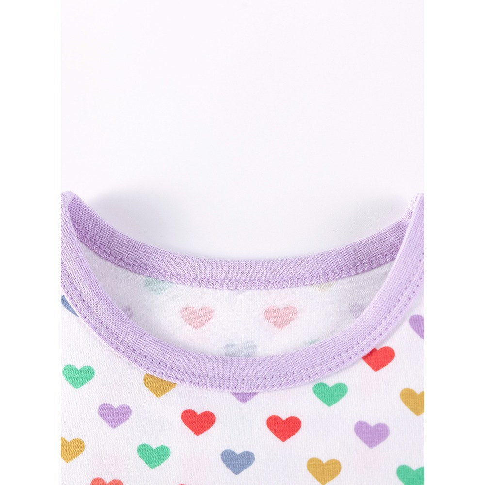 Baby Kids Girls Colorful Hearts Pattern Long Sleeves Top and Pants 2-piece Clothing Set