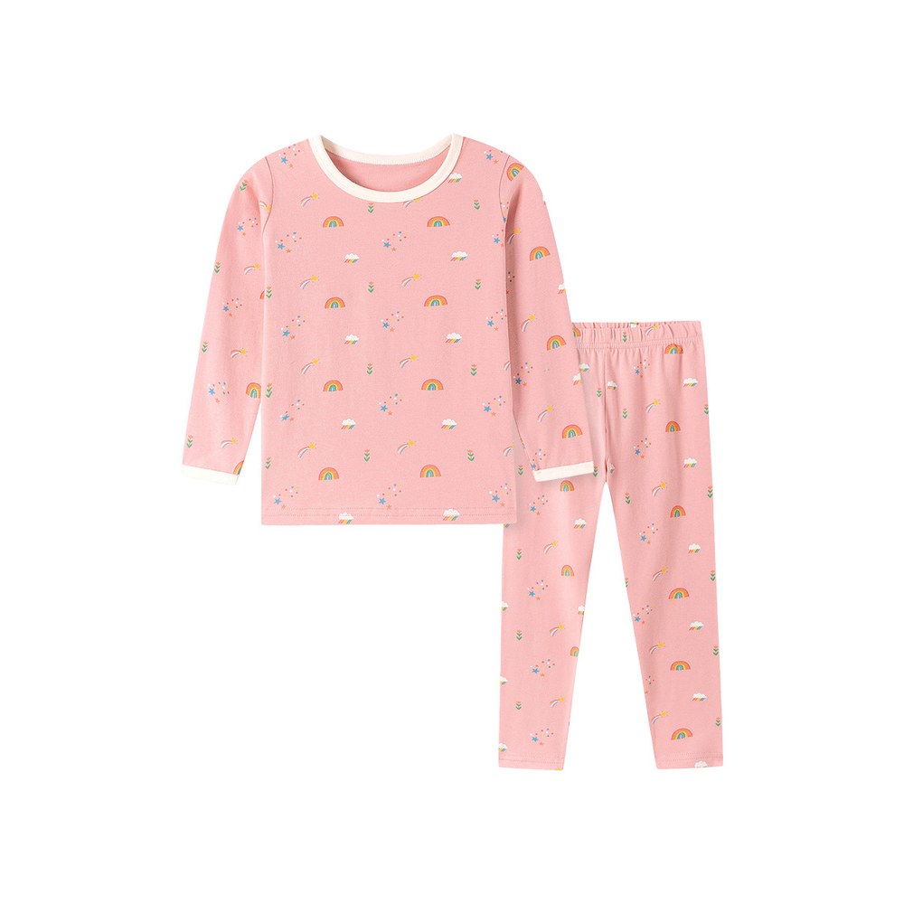 Baby Kids Girls Rainbow Pattern Long Sleeves Top and Pants 2-piece Clothing Set