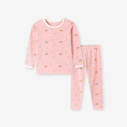 Baby Kids Girls Rainbow Pattern Long Sleeves Top and Pants 2-piece Clothing Set