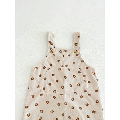 Baby Girls Sleeveless Floral Overalls