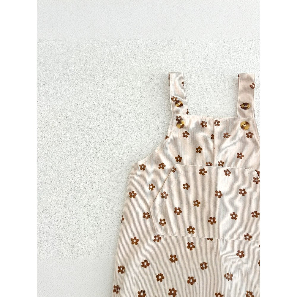 Baby Girls Sleeveless Floral Overalls