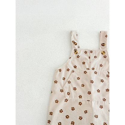 Baby Girls Sleeveless Floral Overalls