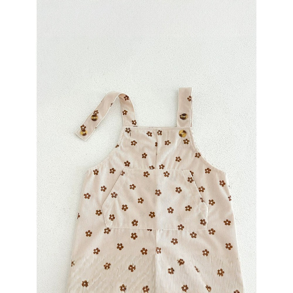 Baby Girls Sleeveless Floral Overalls