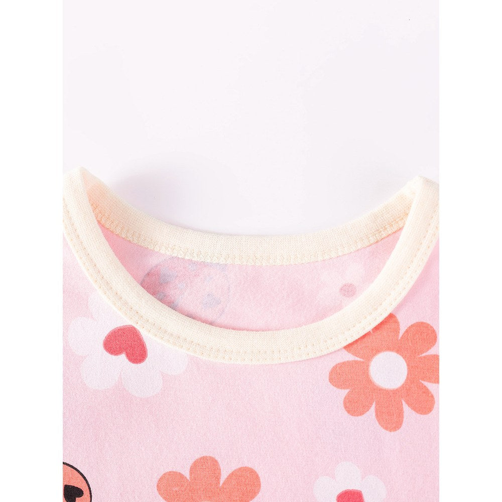 Baby Kids Girls Cartoon and Flowers Pattern Long Sleeves Top and Pants 2-piece Clothing Set