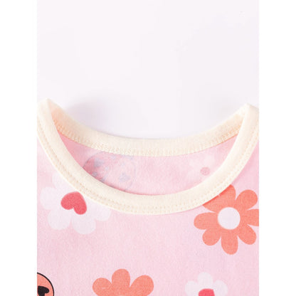 Baby Kids Girls Cartoon and Flowers Pattern Long Sleeves Top and Pants 2-piece Clothing Set