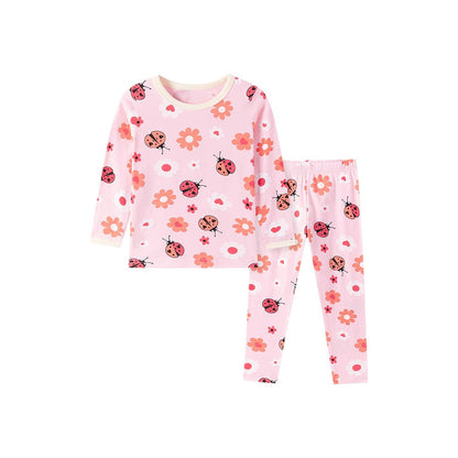 Baby Kids Girls Cartoon and Flowers Pattern Long Sleeves Top and Pants 2-piece Clothing Set